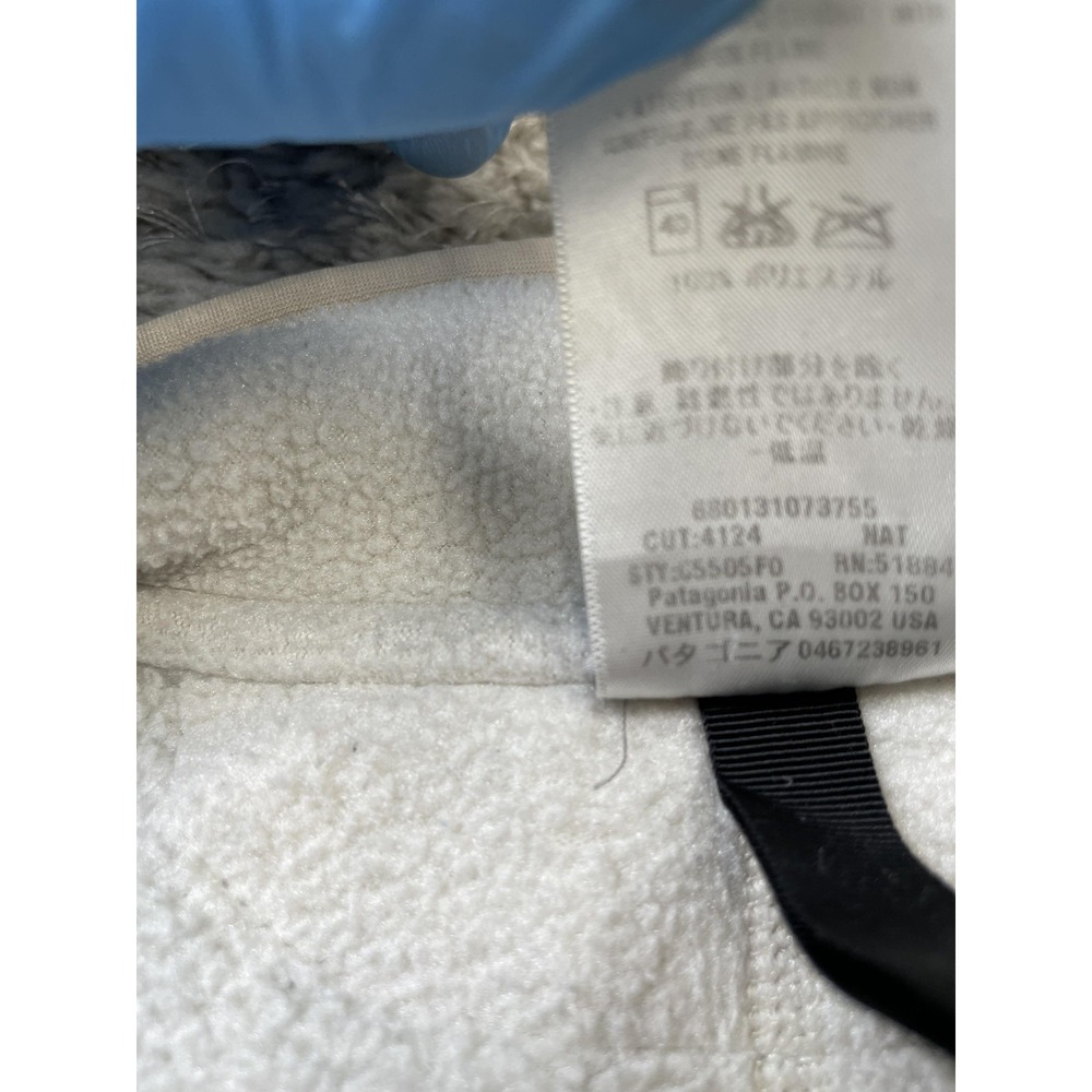 Patagonia Fleece Sweater Girls Large 12 Ivory 1/4 Zip Synchilla Pullover Pockets - Picture 8 of 11